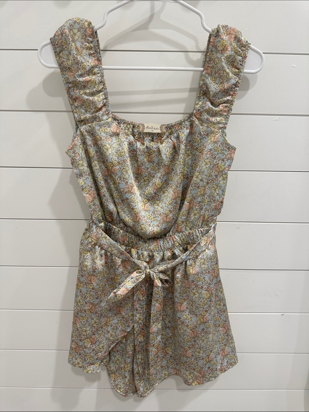 Altar'd State Pastel Floral Tie-Waist Romper